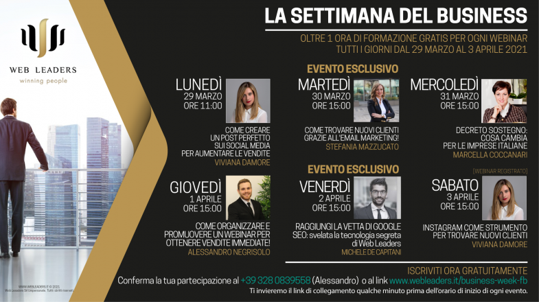 La settimana del business dal 29 marzo al 3 aprile